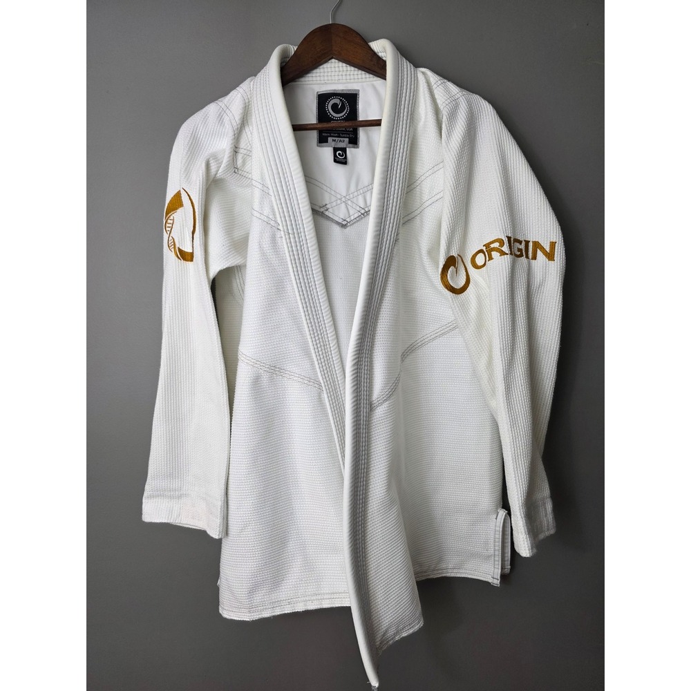 Origin BJJ Gi Top White Gold Made in USA Brazilian Jiu Jitsu Kimono Jacket M/A2